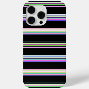 Cute colourful neon stripes iPhone 15 pro max case