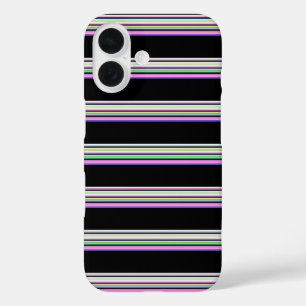 Cute colourful neon stripes iPhone 16 case