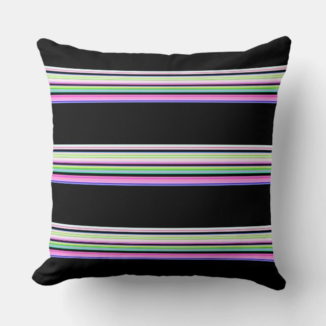 Cute colourful neon stripes cushion (Front)