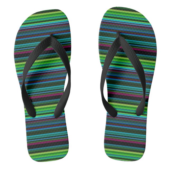 Cute colourful neon stripes flip flops (Footbed)