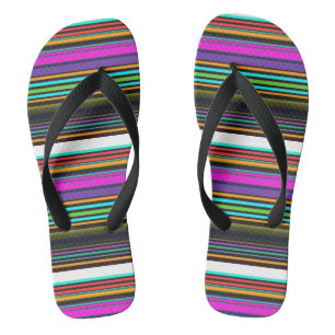 Cute colourful neon stripes flip flops