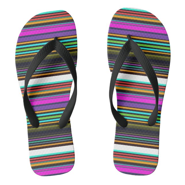 Cute colourful neon stripes flip flops (Footbed)