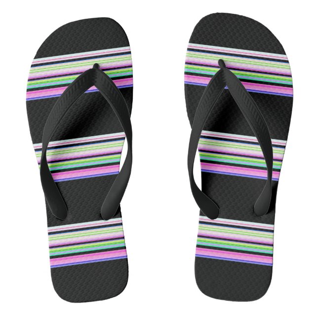 Cute colourful neon stripes flip flops (Footbed)