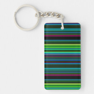 Cute colourful neon stripes key ring