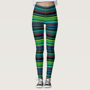 Cute colourful neon stripes leggings