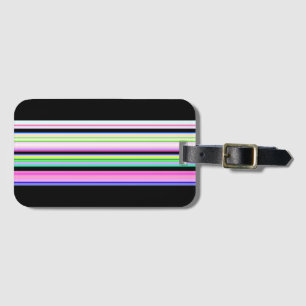 Cute colourful neon stripes luggage tag