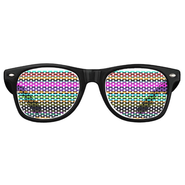 Cute colourful neon stripes retro sunglasses (Front)