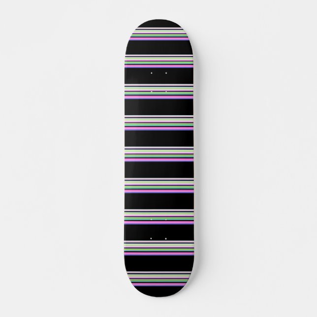 Cute colourful neon stripes skateboard (Front)