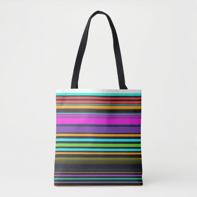 Cute colourful neon stripes tote bag (Front)