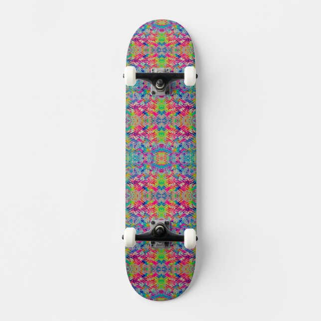 Cute colourful neon tracks design skateboard (Front)