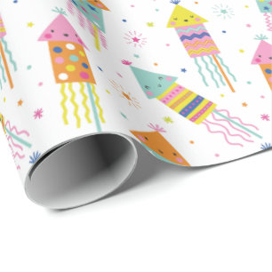 Cute Colourful New Year's Eve Fireworks Wrapping Paper