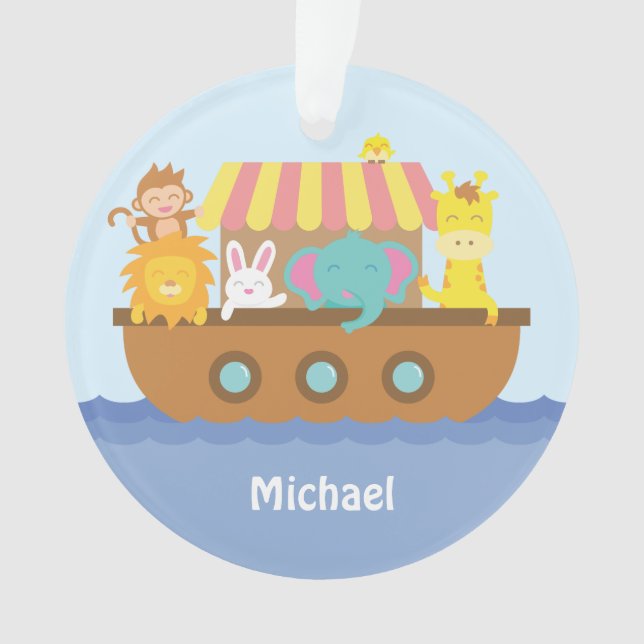 Cute Colourful Noahs Ark Baby Nursery Room Decor Ornament (Front)