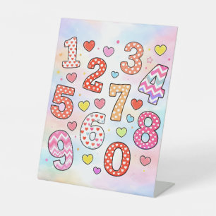 Cute Colourful Numbers Maths Desk Art for Kids Pedestal Sign