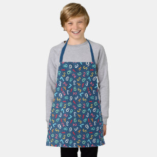 Cute Colourful Numbers Pattern Blue Kids  Apron