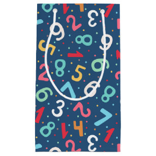 Cute Colourful Numbers Pattern Blue Kids  Small Gift Bag