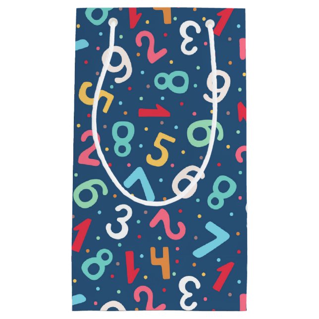 Cute Colourful Numbers Pattern Blue Kids  Small Gift Bag (Front)