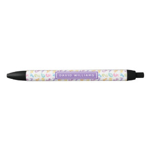 Cute Colourful Numbers Pattern Custom Name Black Ink Pen