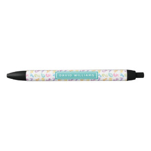 Cute Colourful Numbers Pattern Custom Name Black Ink Pen
