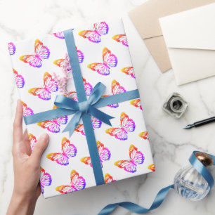 Cute Colourful Ombre Monarch Butterfly Pattern Wrapping Paper