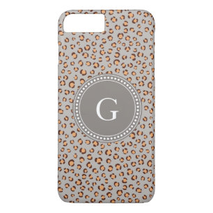 Cute colourful orange brown cheetah print monogram iPhone 8 plus/7 plus case