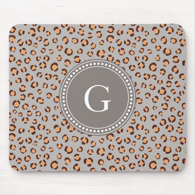 Cute colourful orange brown cheetah print monogram mouse mat (Front)