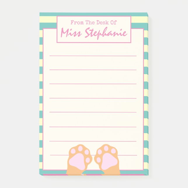 Cute Colourful Orange Kitty Cat Paws From Teacher Post-it Notes (Front)