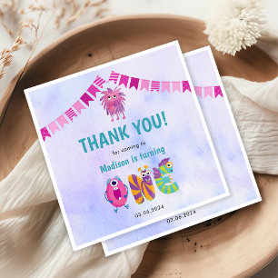 Cute Colourful Our Little Monster Birthday Party Napkin