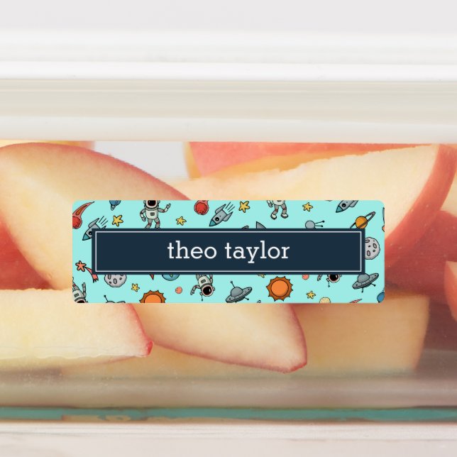 Cute Colourful Outer Space Pattern Kids Name (Affixed)