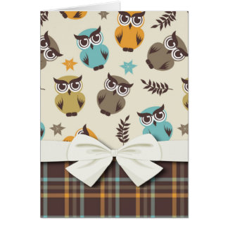 cute colourful owl and plaid