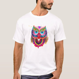 Cute Colourful Owl Men's Basic T-Shirt