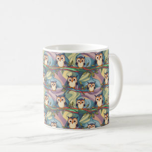 Cute Colourful Owl Pattern Coffee Mug