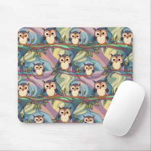 Cute Colourful Owl Pattern Mouse Mat