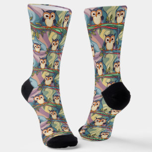 Cute Colourful Owl Pattern Socks