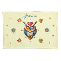 Cute Colourful Owl with Flowers Girly