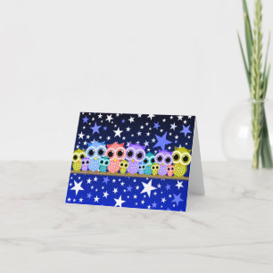 cute colourful owls note cards
