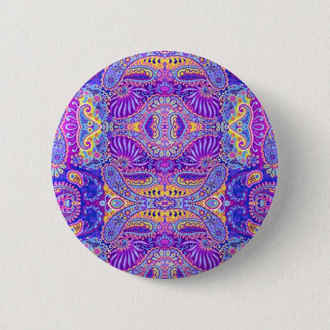 Cute Colourful paisley pattern Mug 6 Cm Round Badge (Front)