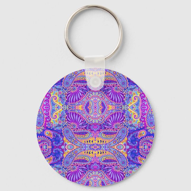 Cute Colourful paisley pattern Mug Key Ring (Front)
