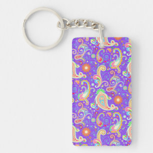 Cute colourful paisley pattern neck tie key ring