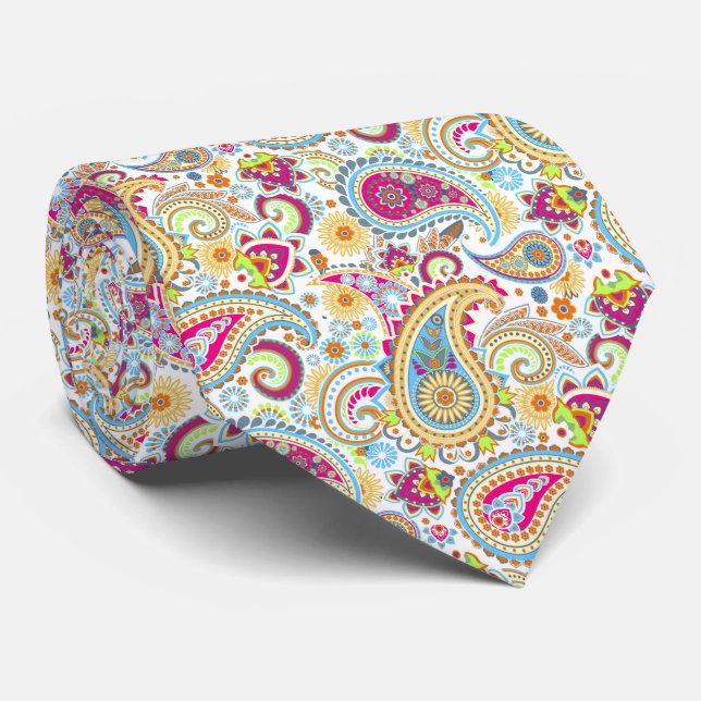 Cute colourful paisley pattern tablecloth tie (Rolled)