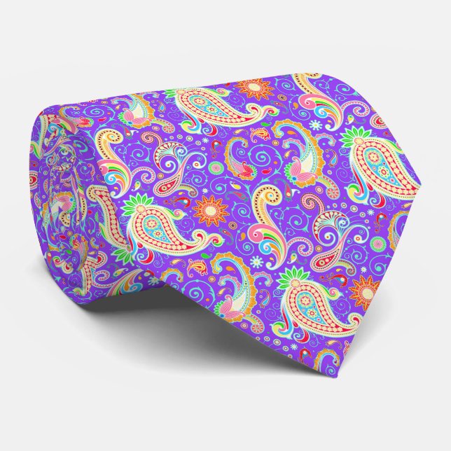 Cute colourful paisley pattern tie (Rolled)