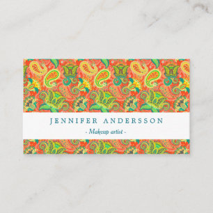 Cute colourful paisley patterns business card