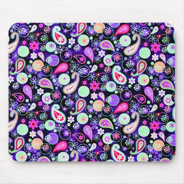 Cute colourful paisley patterns mouse mat (Front)