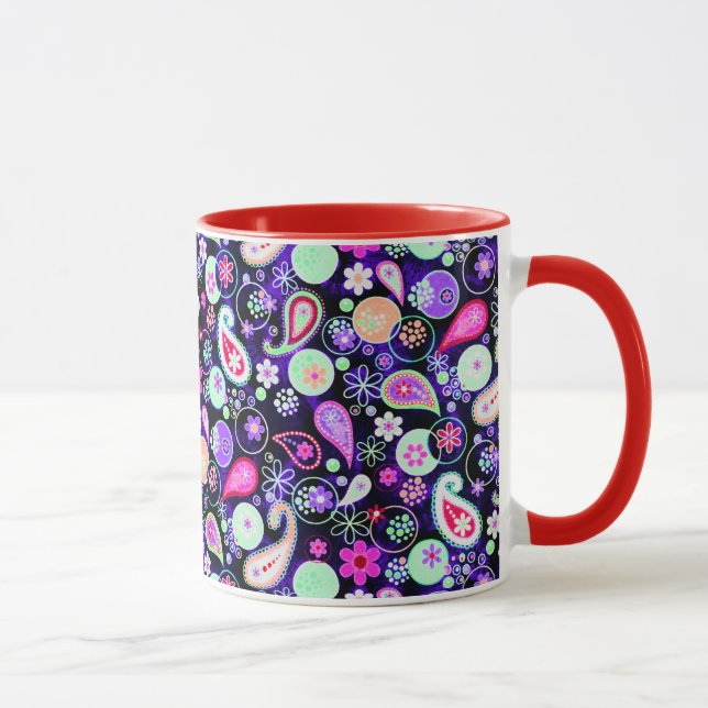 Cute colourful paisley patterns mug (Right)