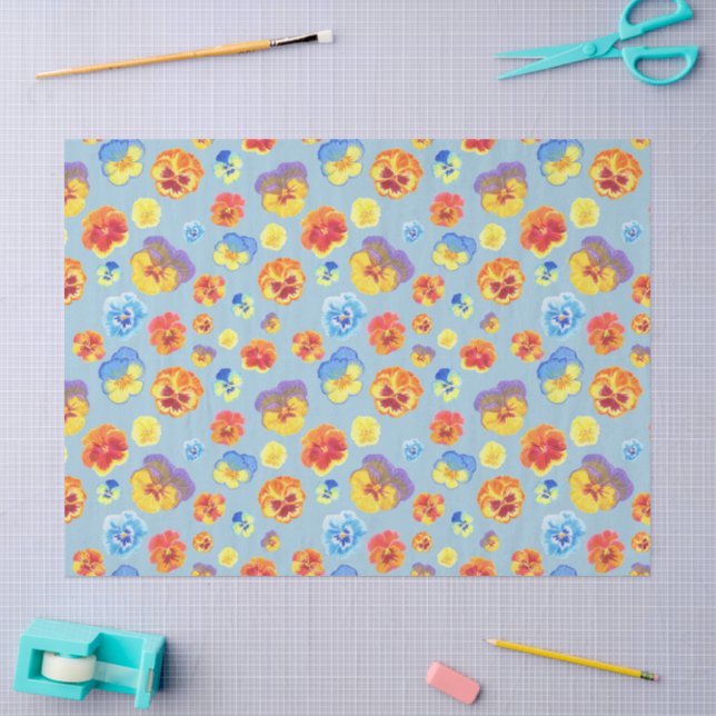 Cute Colourful Pansy Print Gift Tissue Paper (Craft)