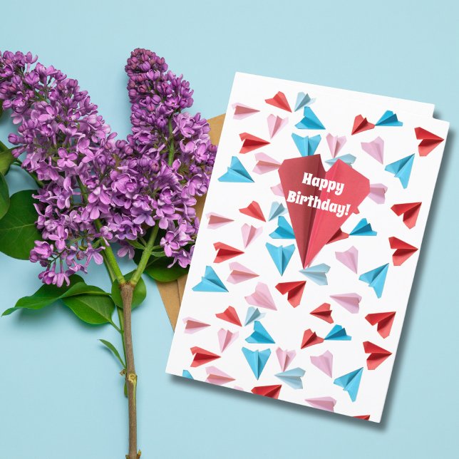 Cute Colourful Paper Aeroplane,Custom Photo Birthd Holiday Card (Creator Uploaded)