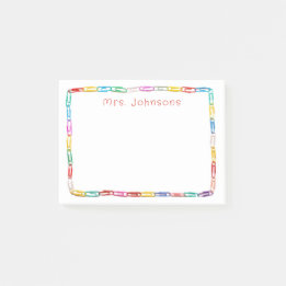 Cute Colourful Paper Clips School Teachers Name Post-it Notes