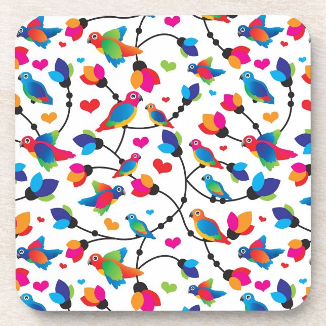 cute colourful parrot bird coaster (Front)