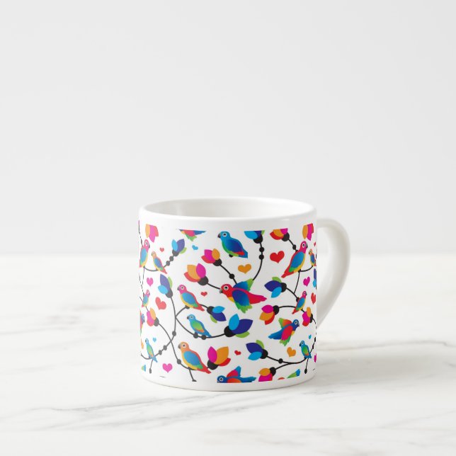 cute colourful parrot bird espresso cup (Front Right)