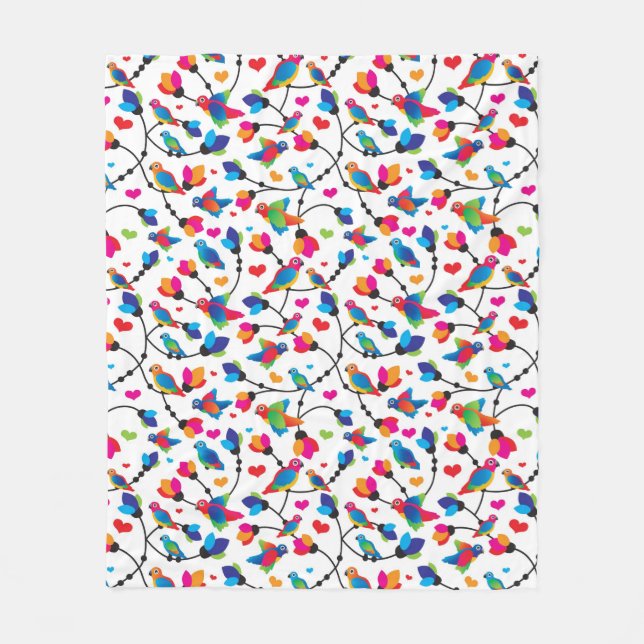 cute colourful parrot bird fleece blanket (Front)