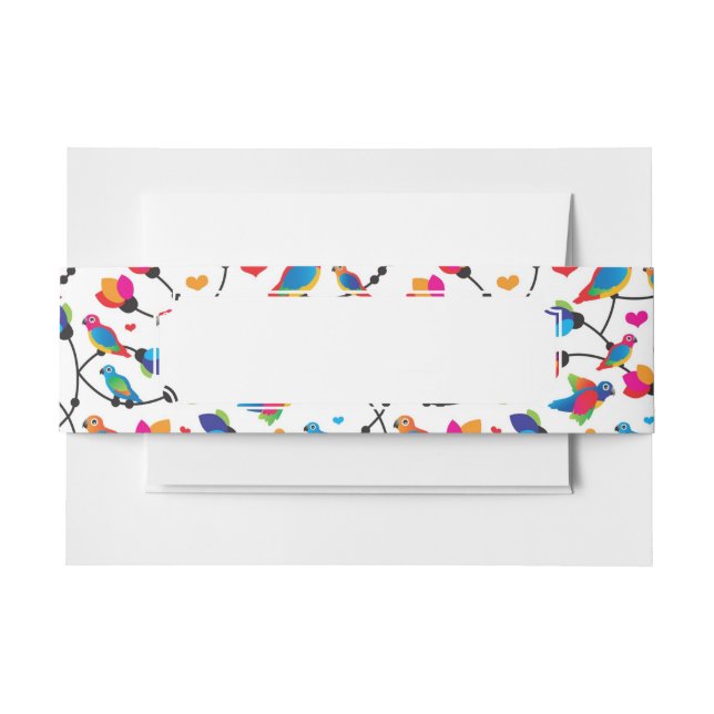 cute colourful parrot bird invitation belly band (Front Example)